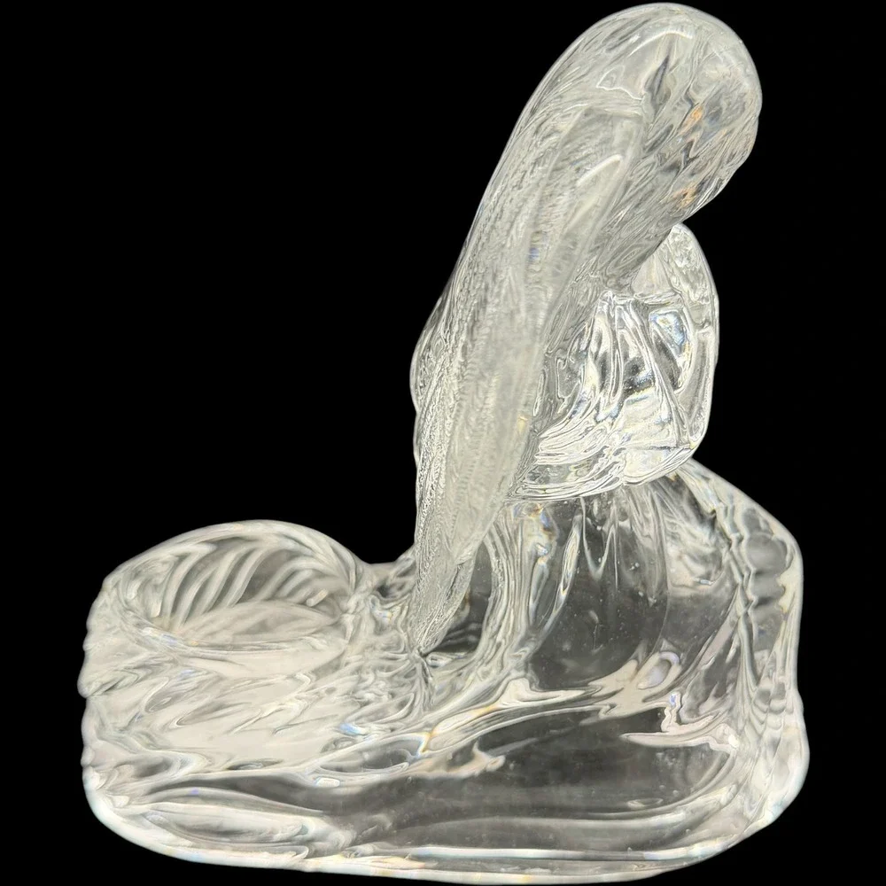 DePlomb 24% Lead Crystal Praying Angel Candle Holder Christmas Figurine Holiday